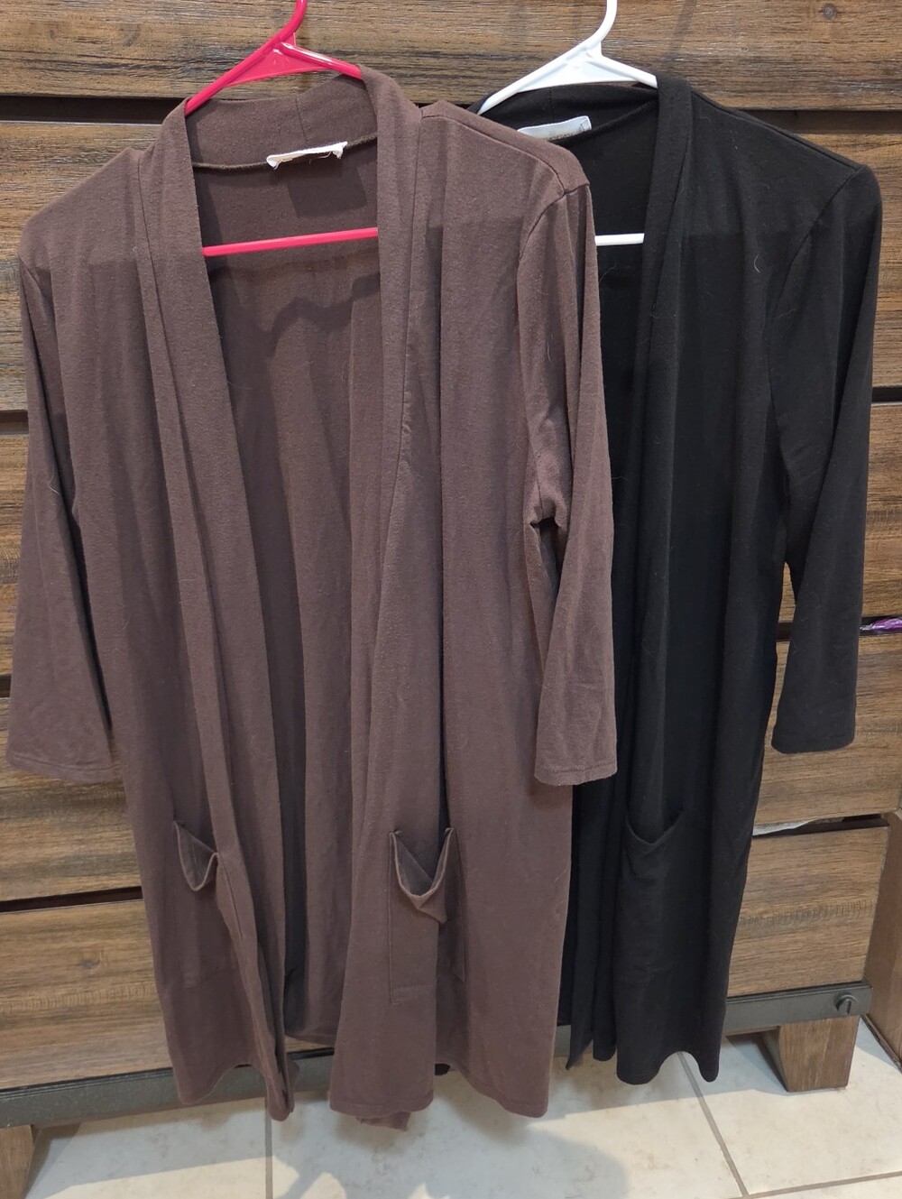 Zenana 3/4th Brown & Black Open-Front Women's Sweater Cardigan Size XL Preloved
